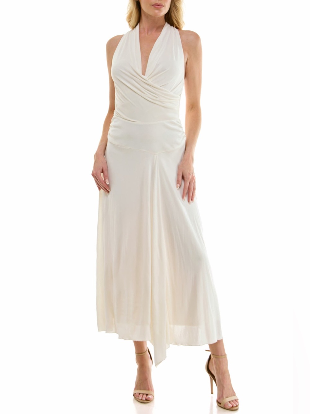 Socialite Surplice Handkerchief Hem Maxi Dress Ivory Size XS NWOT